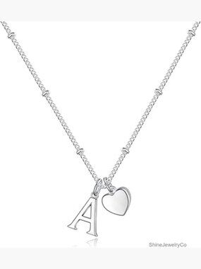 925 Sterling Silver Dainty Heart Initial Necklace for Teens Girls Women Pendant